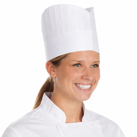 Viscose Chef Hats with Gray Shaded Pleats